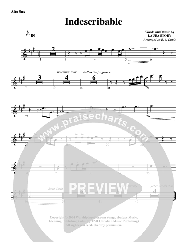 Indescribable Alto Sax (G3 Worship)