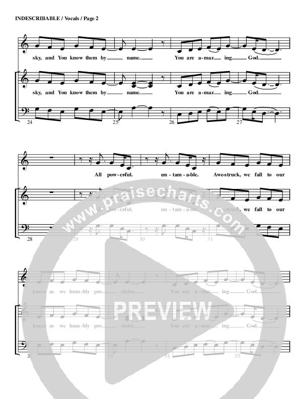 Indescribable Choir Sheet (G3 Worship)