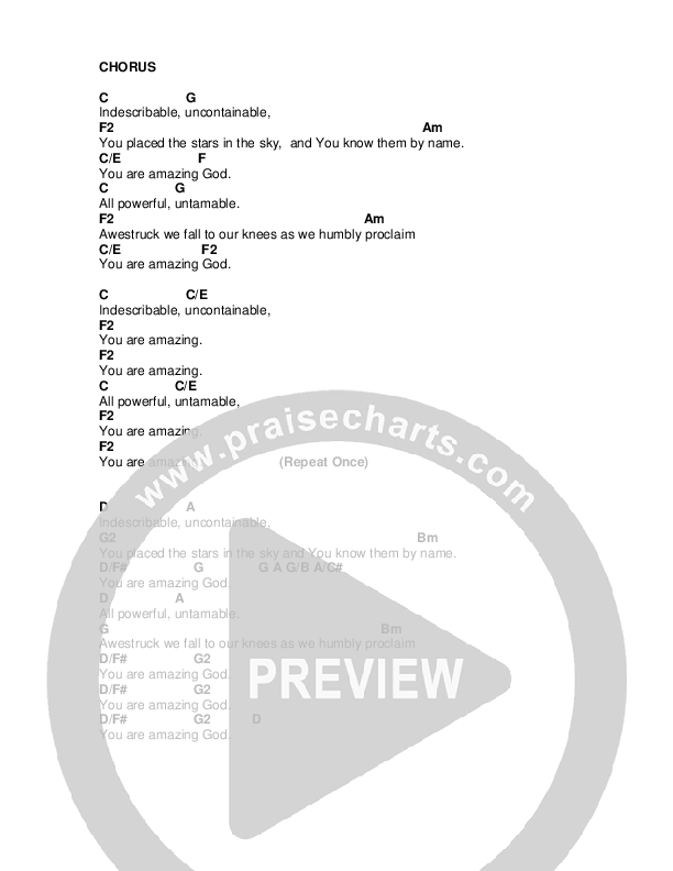 Indescribable Chord Chart (G3 Worship)