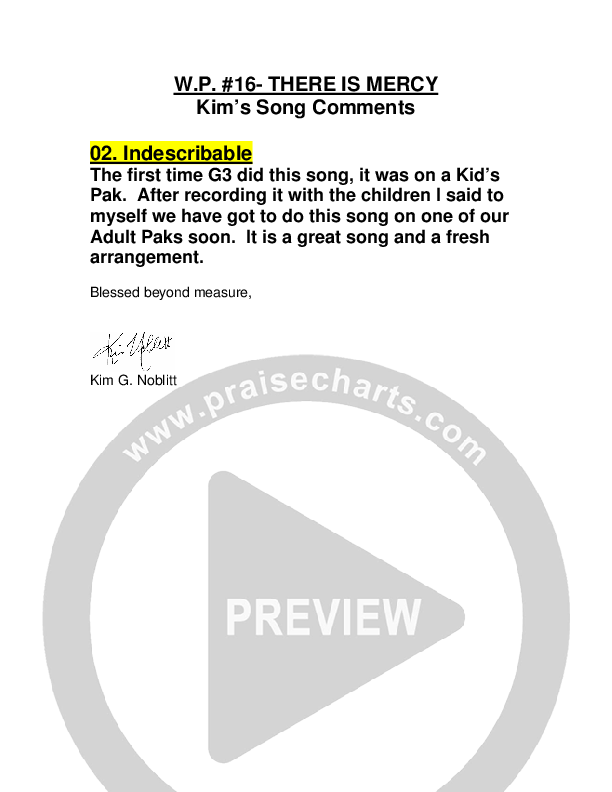 Indescribable Cover Sheet (G3 Worship)