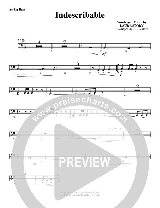 Indescribable Double Bass (G3 Worship)