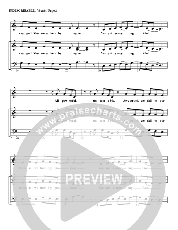 Indescribable Lead Sheet (G3 Worship)