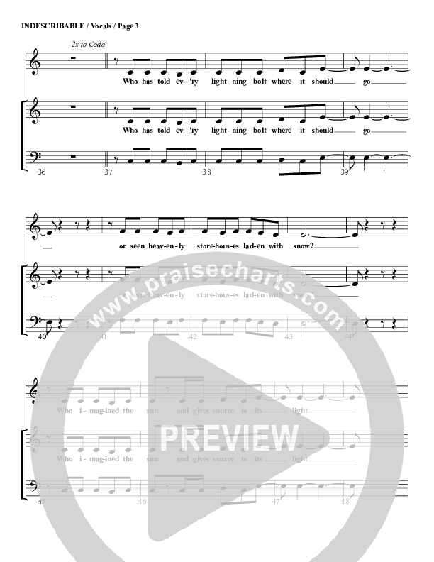 Indescribable Lead Sheet (G3 Worship)