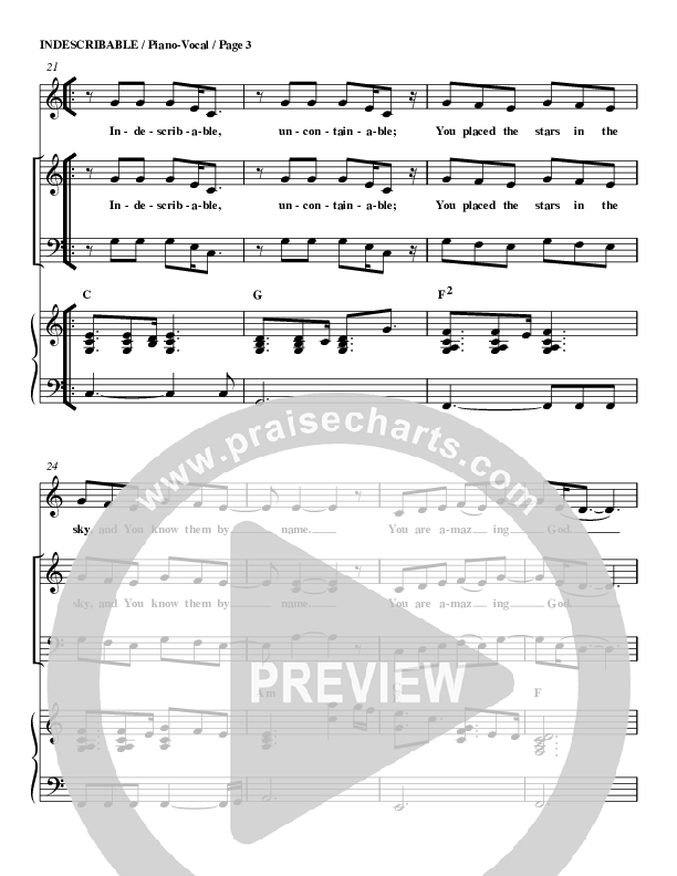 Indescribable Piano/Vocal (G3 Worship)