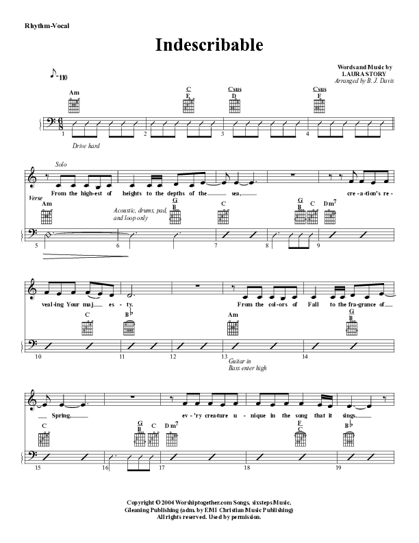 Indescribable Rhythm/Vocal (G3 Worship)