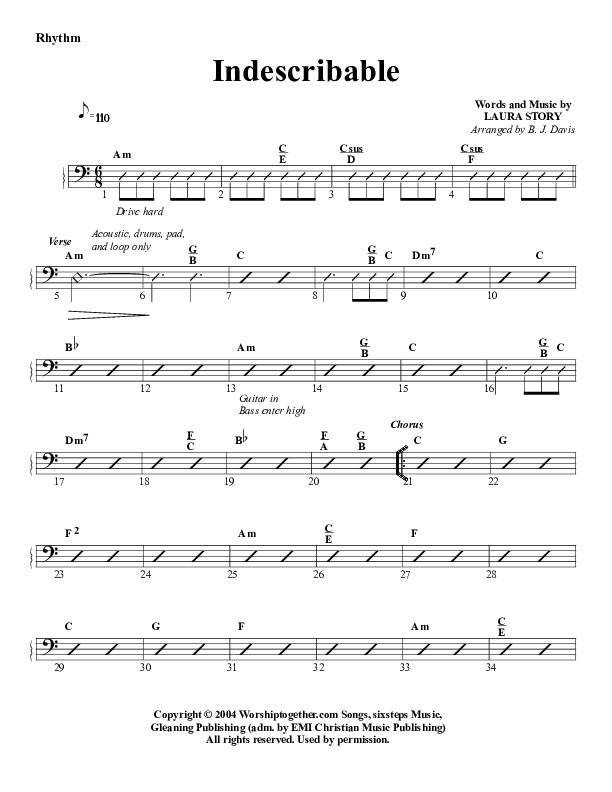 Indescribable Rhythm Chart (G3 Worship)