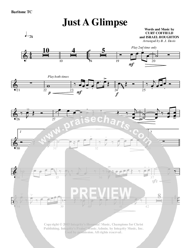Just A Glimpse Baritone TC (G3 Worship)