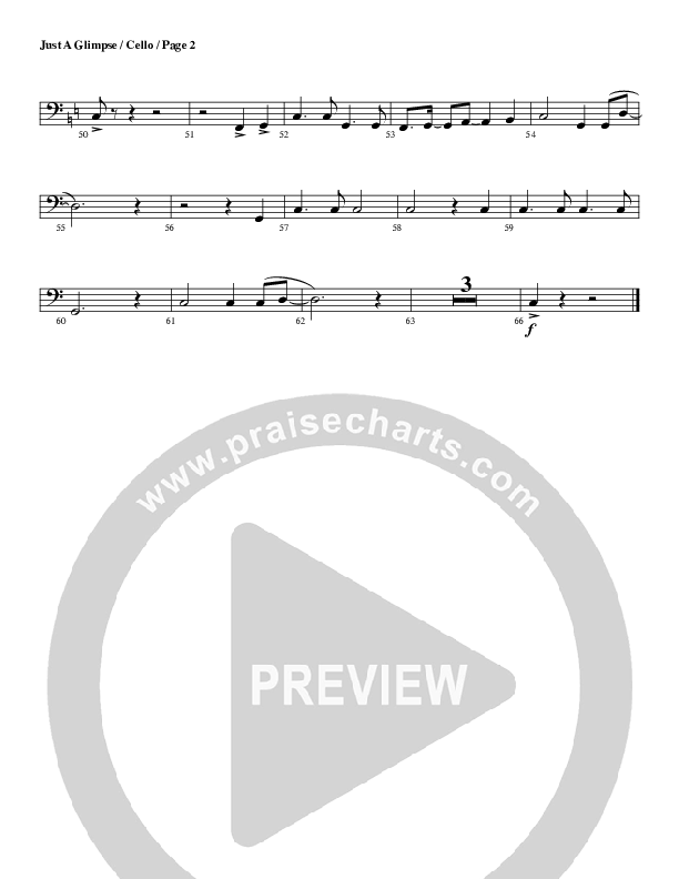 Just A Glimpse Cello (G3 Worship)