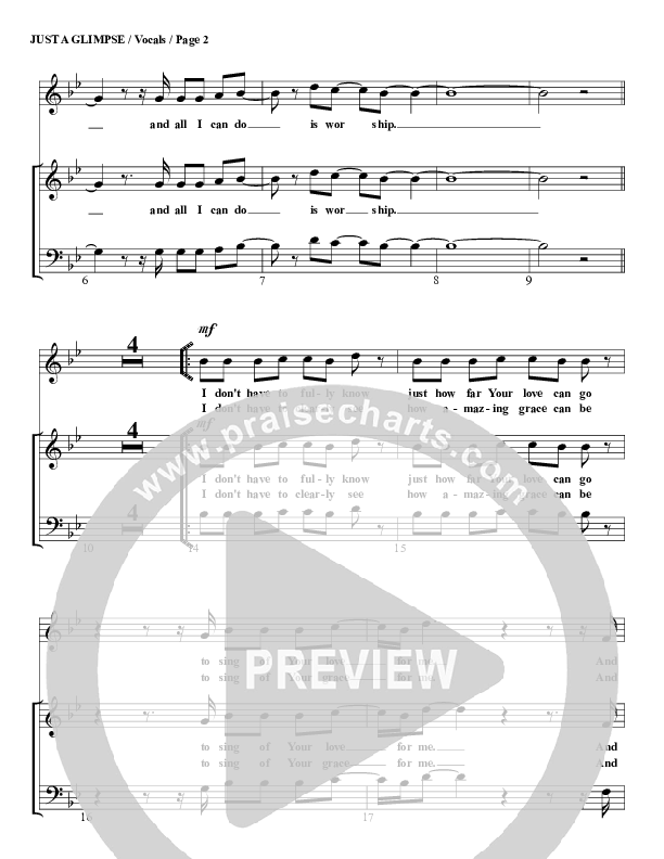 Just A Glimpse Choir Sheet (G3 Worship)