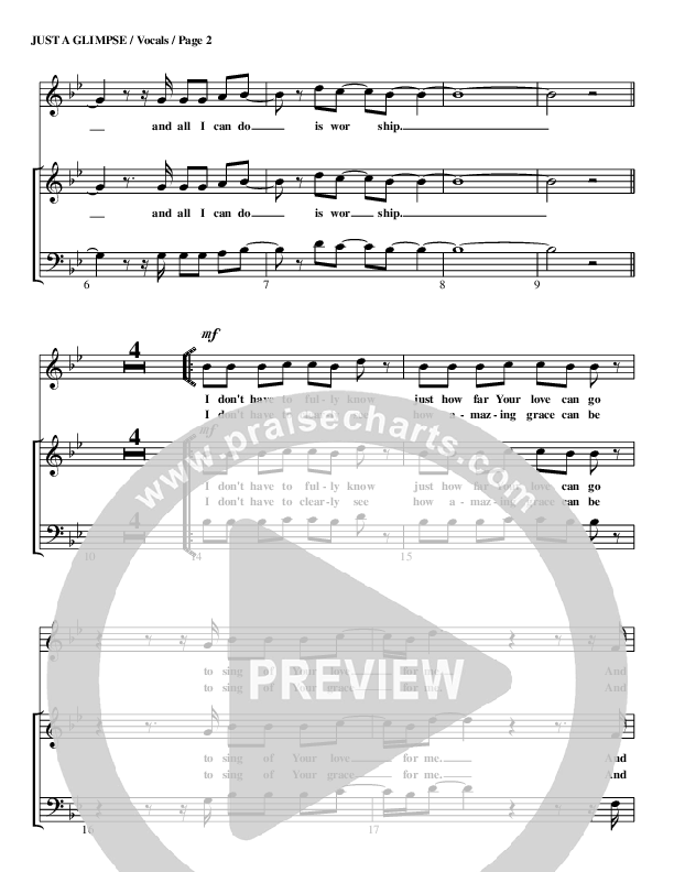 Just A Glimpse Choir Vocals (SATB) (G3 Worship)