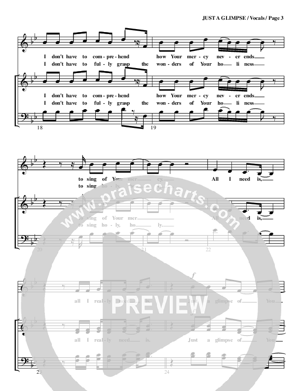 Just A Glimpse Choir Vocals (SATB) (G3 Worship)