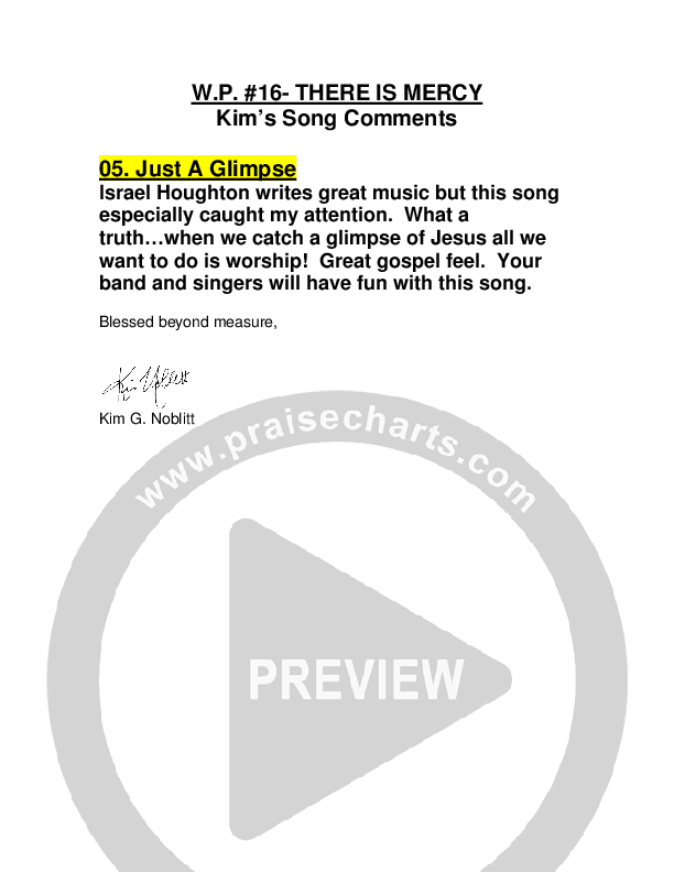 Just A Glimpse Cover Sheet (G3 Worship)