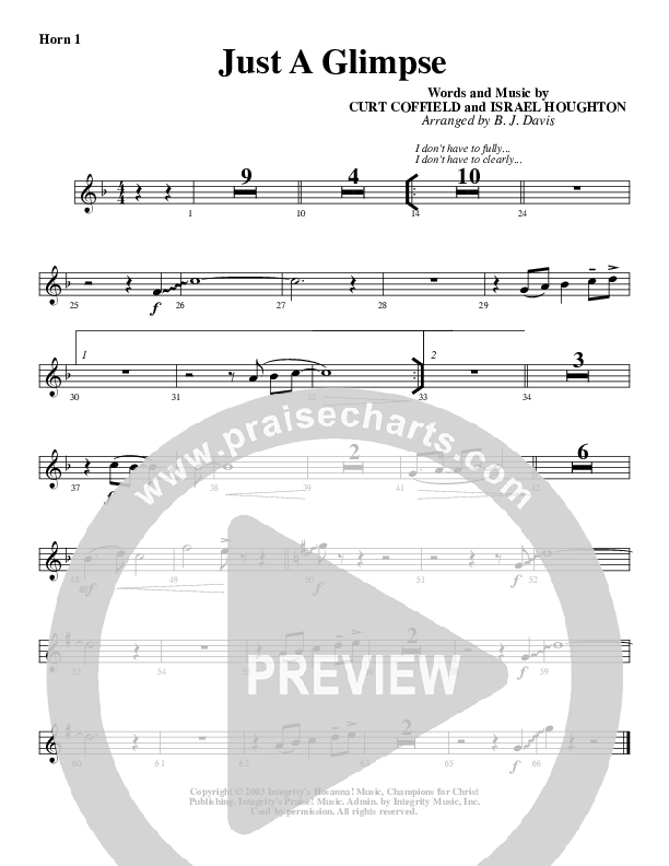 Just A Glimpse French Horn 1 (G3 Worship)