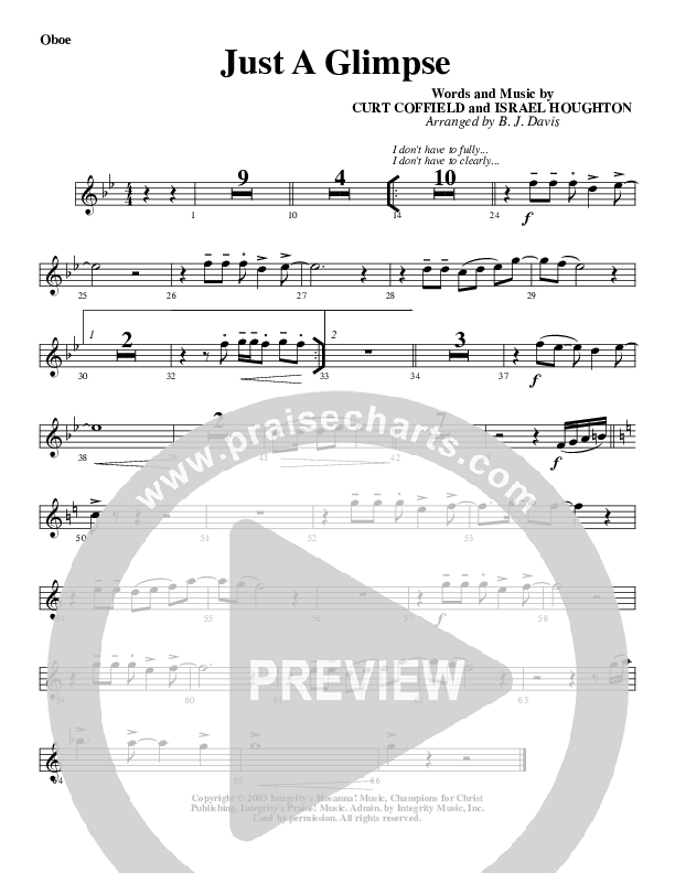 Just A Glimpse Oboe (G3 Worship)