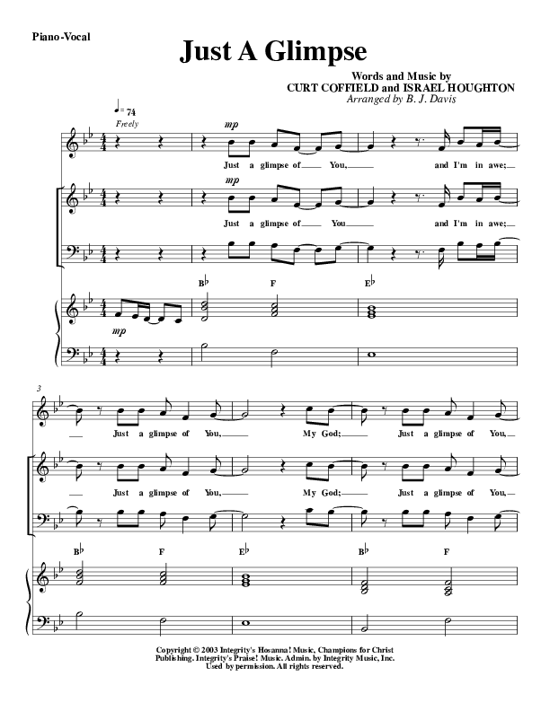 Just A Glimpse Lead & Piano (G3 Worship)