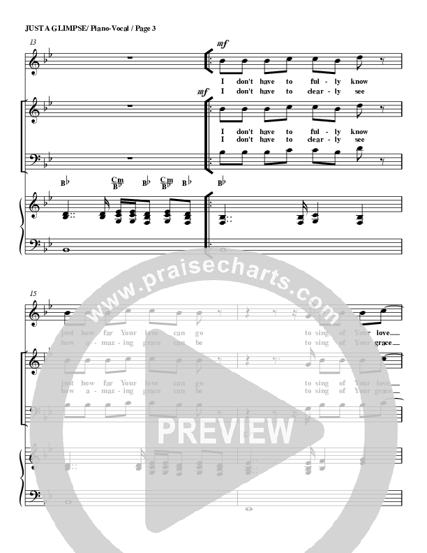 Just A Glimpse Lead & Piano (G3 Worship)