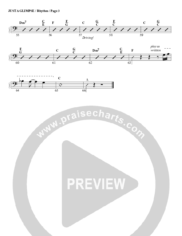 Just A Glimpse Rhythm Chart (G3 Worship)