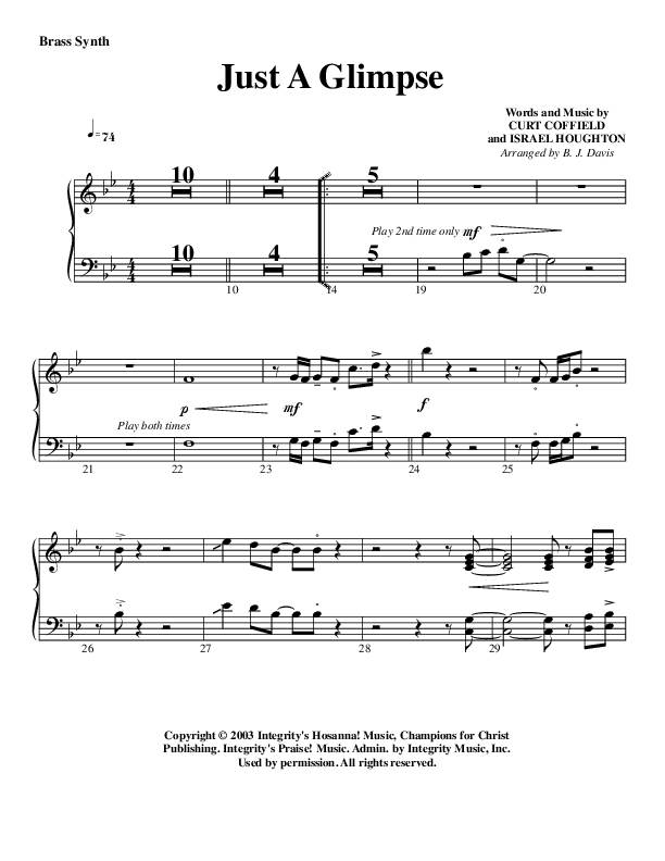 Just A Glimpse Synth Brass (G3 Worship)