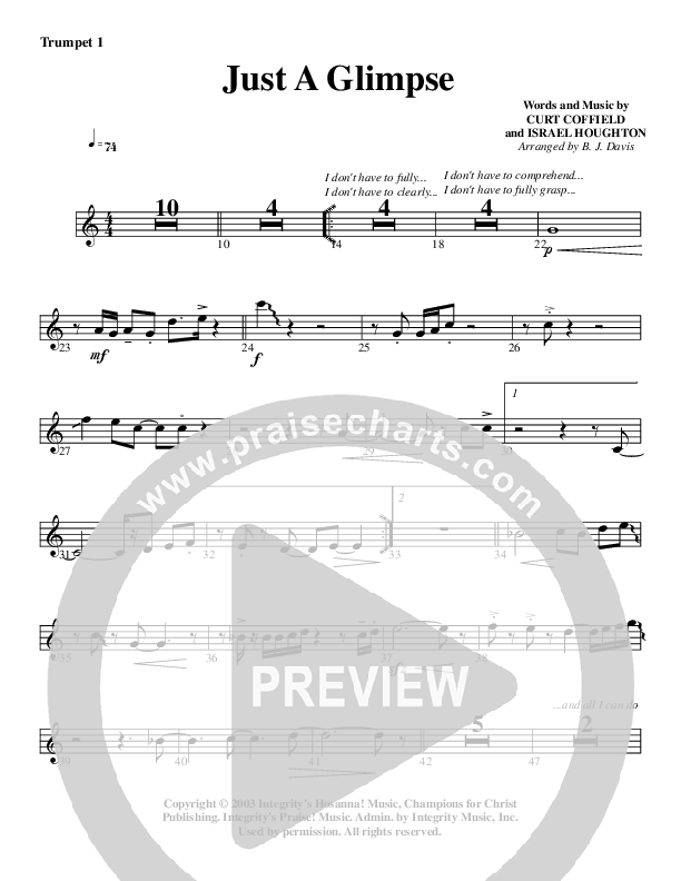 Just A Glimpse Trumpet 1 (G3 Worship)