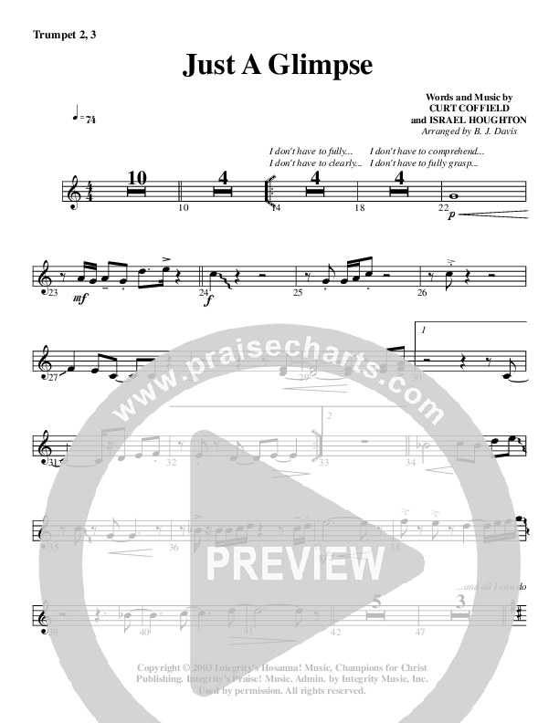 Just A Glimpse Trumpet 2/3 (G3 Worship)