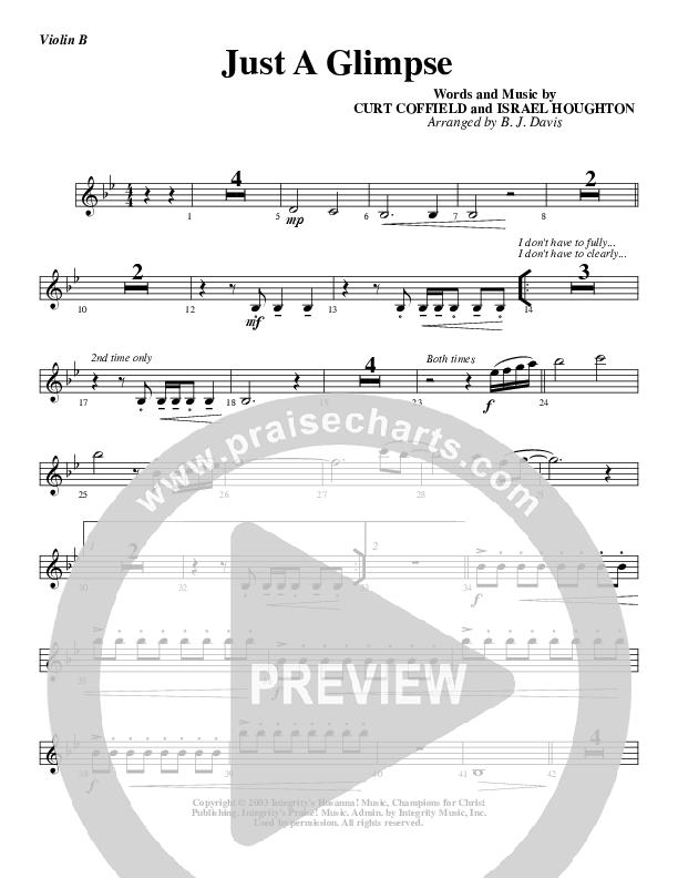 Just A Glimpse Violin 2 (G3 Worship)