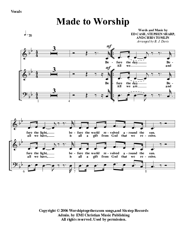 Made To Worship Choir Sheet (G3 Worship)