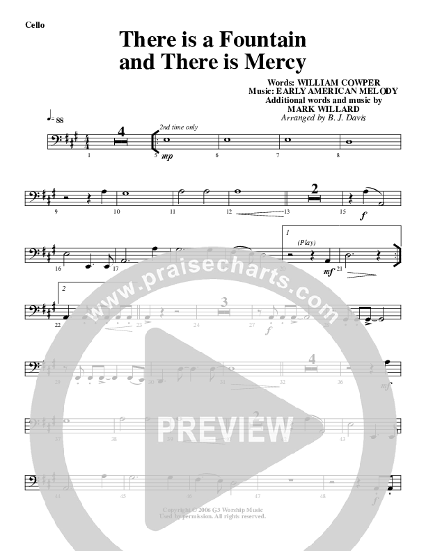 There Is A Fountain Cello (G3 Worship)