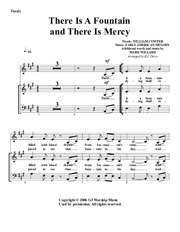 There Is A Fountain Choir Sheet (G3 Worship)