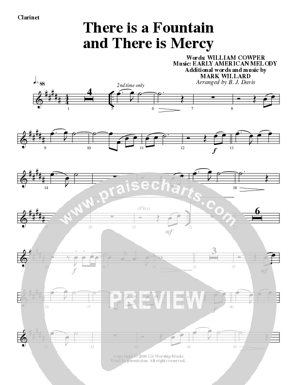 There Is A Fountain Clarinet (G3 Worship)