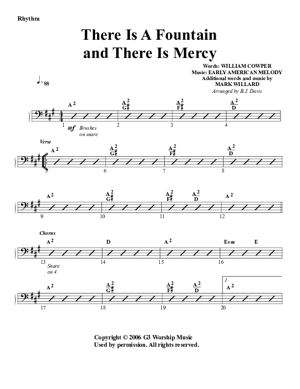 There Is A Fountain Rhythm Chart (G3 Worship)