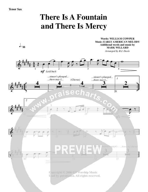 There Is A Fountain Tenor Sax 2 (G3 Worship)
