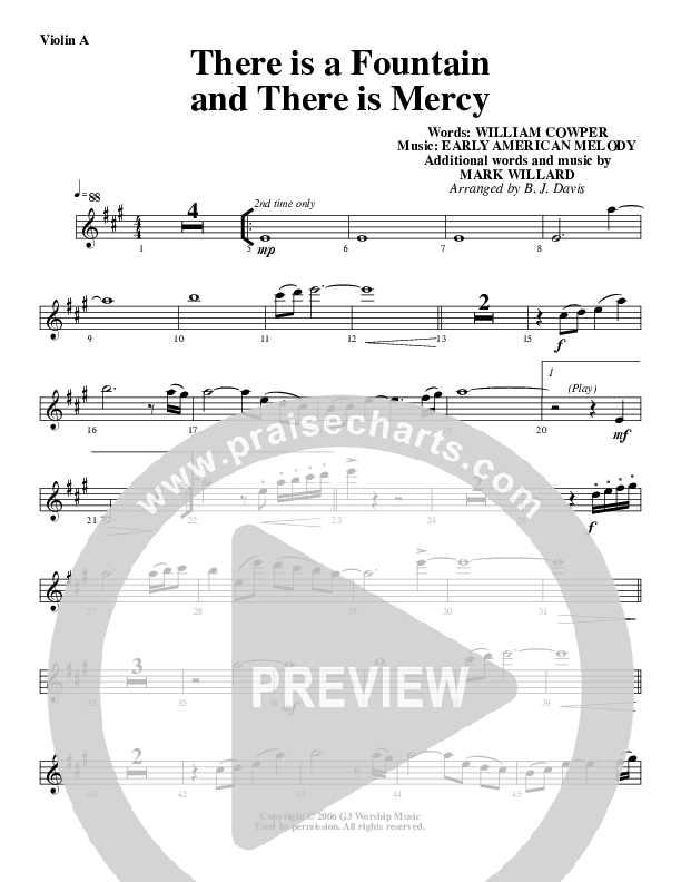 There Is A Fountain Violin 1 (G3 Worship)