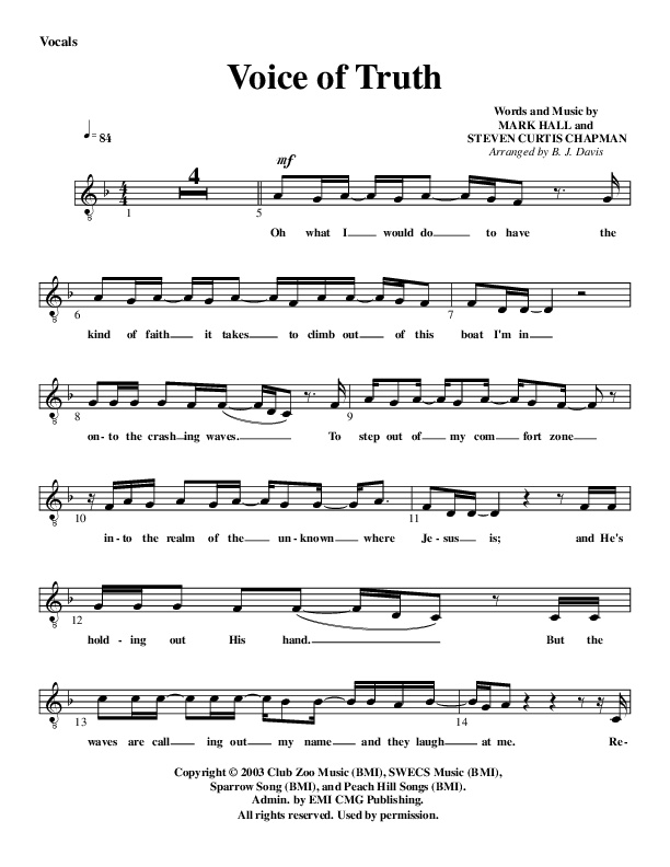 Voice of Truth Choir Sheet (SATB) (Print Only) (G3 Worship)