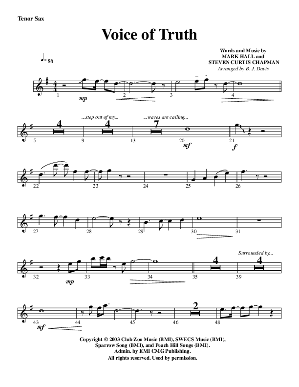 Voice of Truth Tenor Sax 2 (G3 Worship)