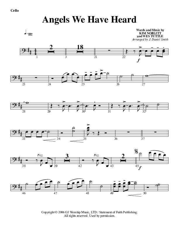 Angels We Have Heard On High Cello (G3 Worship)