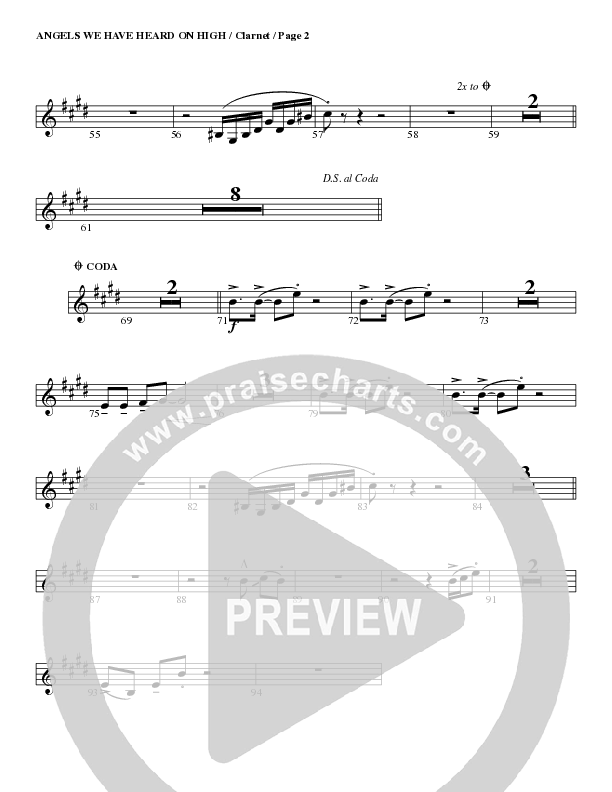 Angels We Have Heard On High Clarinet (G3 Worship)