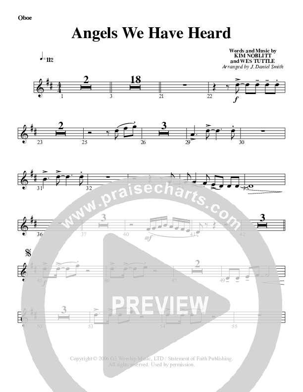 Angels We Have Heard On High Oboe (G3 Worship)