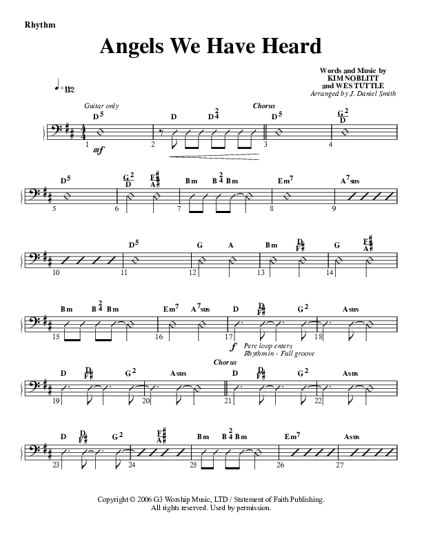 Angels We Have Heard On High Rhythm Chart (G3 Worship)