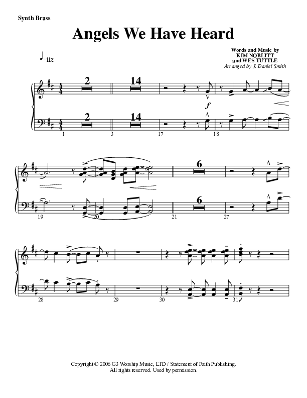 Angels We Have Heard On High Synth Brass (G3 Worship)