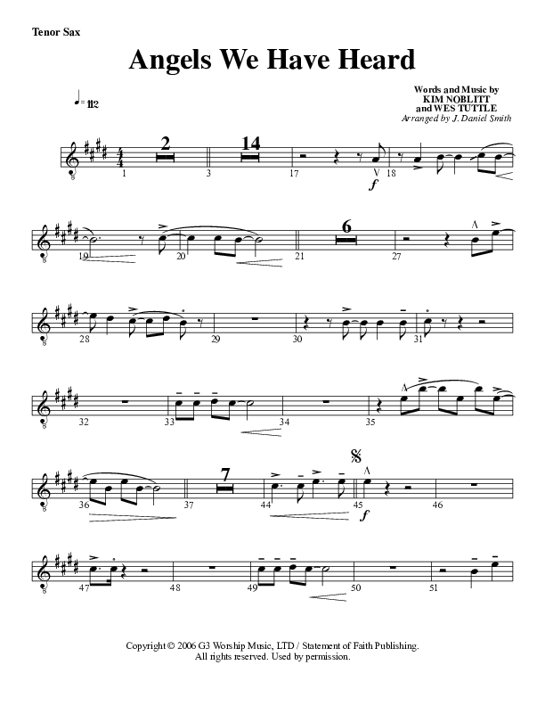 Angels We Have Heard On High Tenor Sax 2 (G3 Worship)