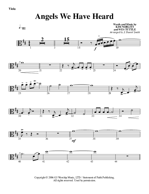 Angels We Have Heard On High Viola (G3 Worship)