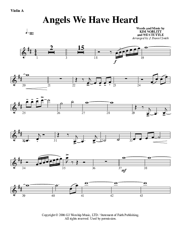 Angels We Have Heard On High Violin 1 (G3 Worship)