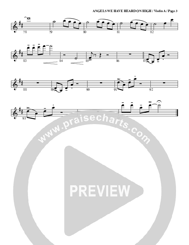 Angels We Have Heard On High Violin 1 (G3 Worship)