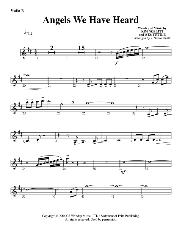 Angels We Have Heard On High Violin 2 (G3 Worship)