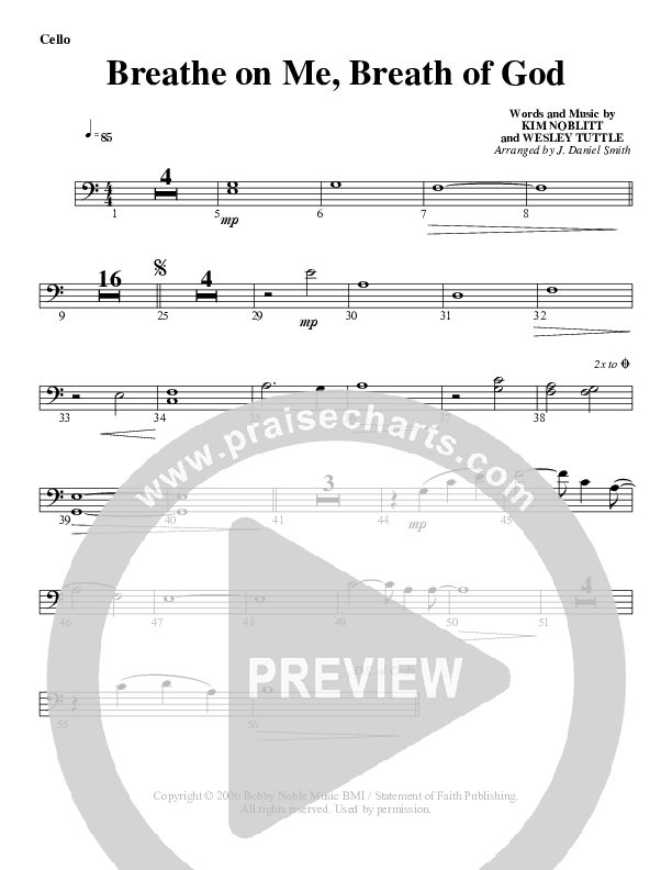 Breathe On Me Breath Of God Cello (G3 Worship)
