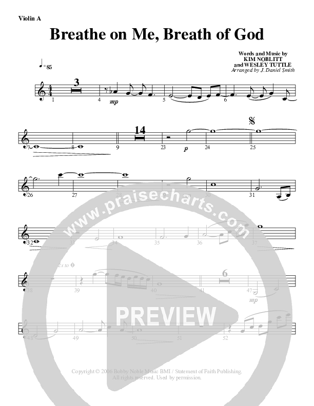 Breathe On Me Breath Of God Violin 1 (G3 Worship)