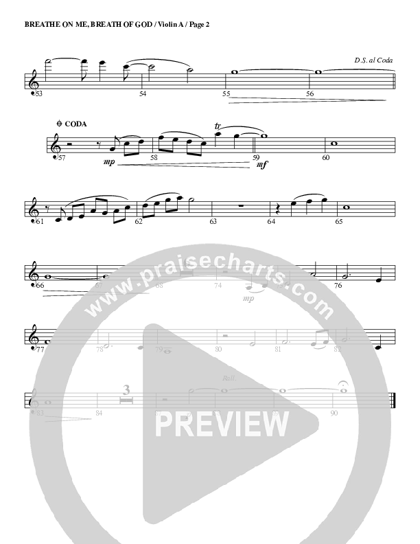 Breathe On Me Breath Of God Violin 1 (G3 Worship)