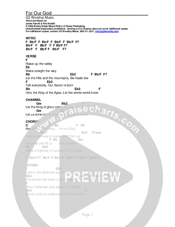 For Our God Chords & Lyrics (G3 Worship)