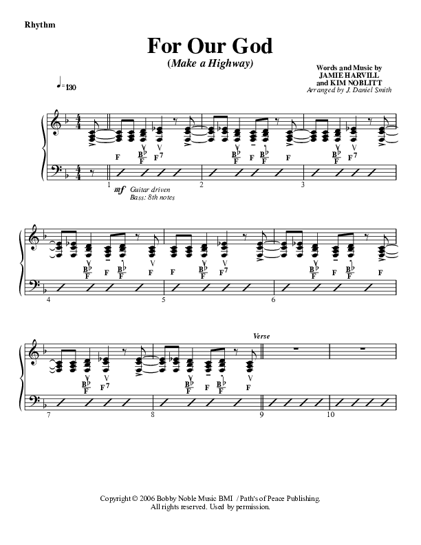For Our God Rhythm Chart (G3 Worship)