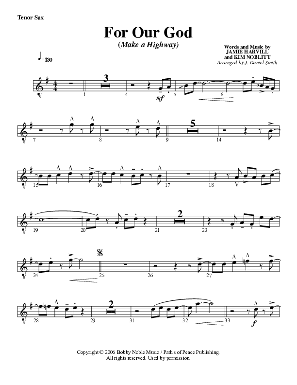 For Our God Tenor Sax 2 (G3 Worship)